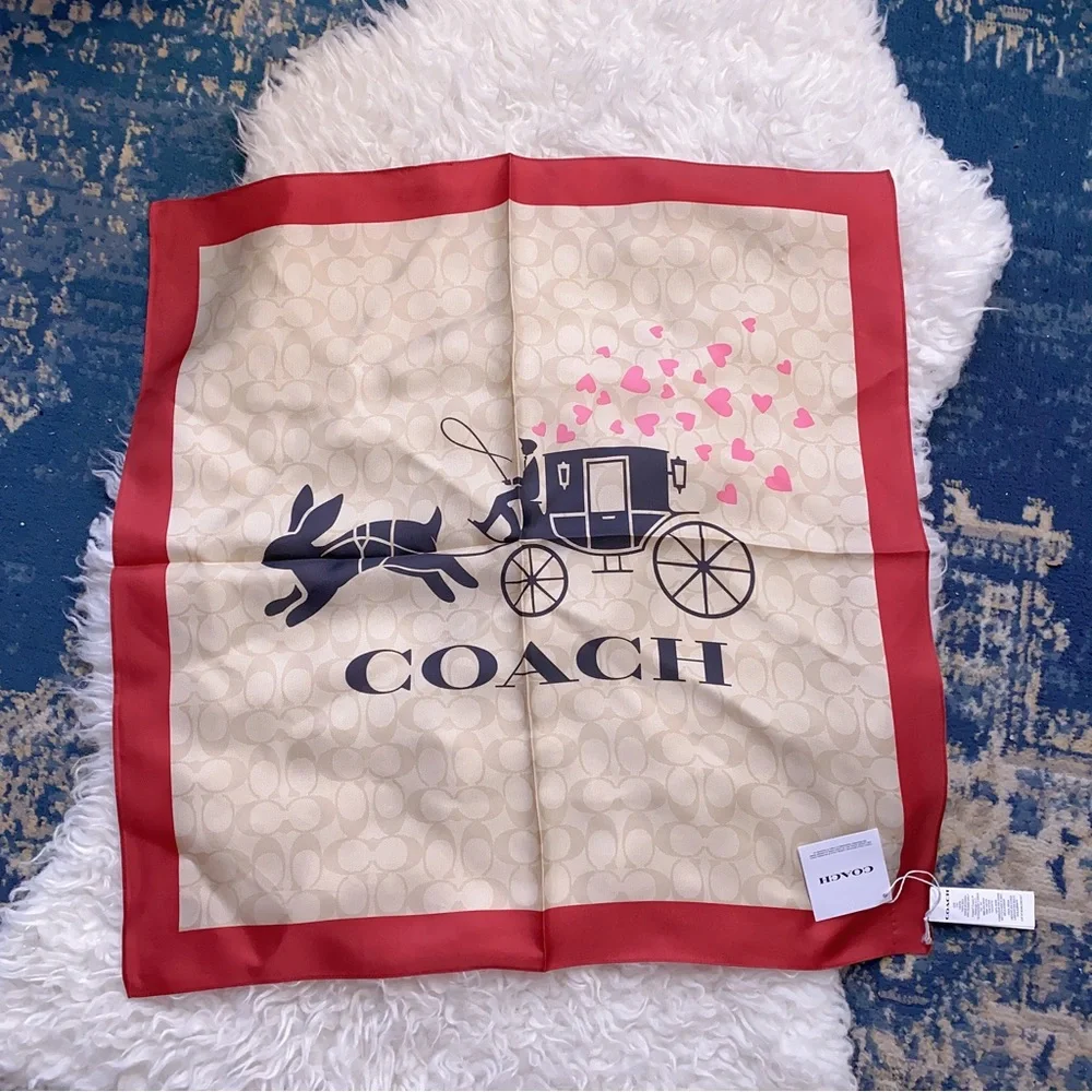 Coach Lunar New Year Signature Rabbit And Carriage Print Silk Bandana
